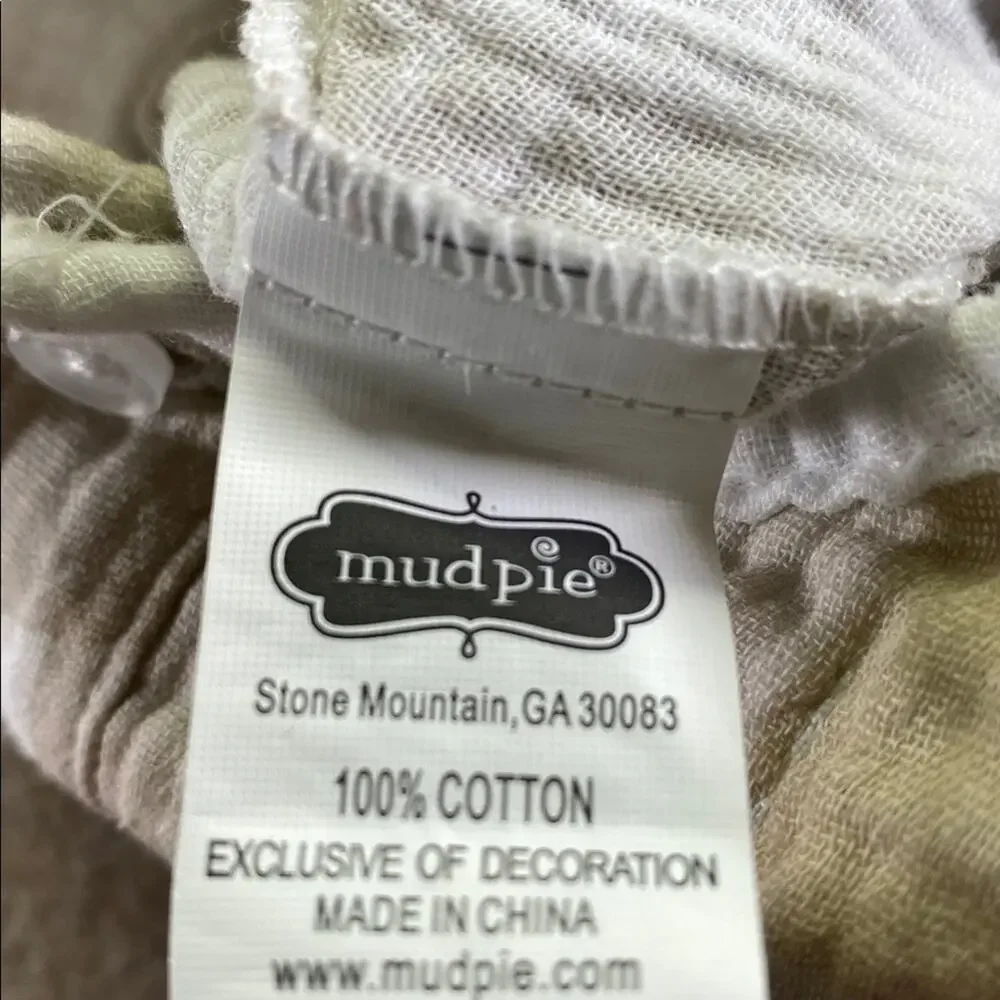 Mud Pie Beige and White Embodied Baby Romper 100% Cotton Size 9-12 months